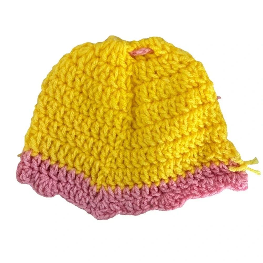 Handmade Trivet Hot Pad Pot Holder Yellow Pink Decor Crochet Handmade (2) NEW